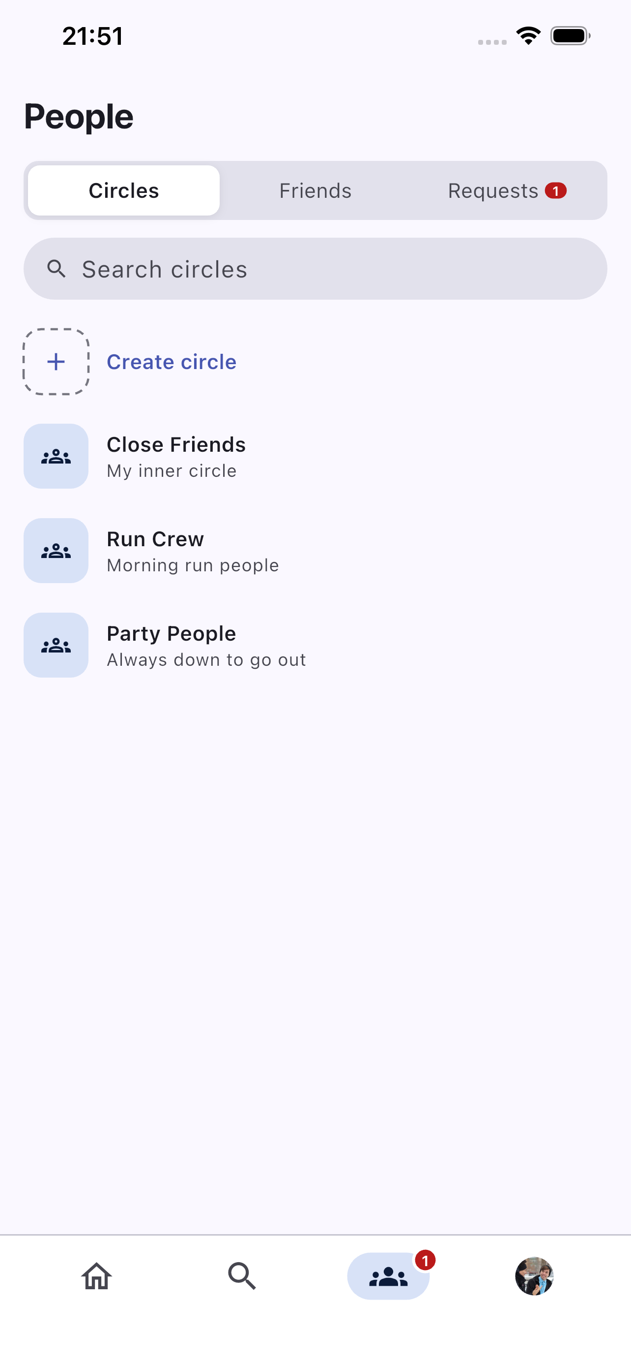 Event creation screen